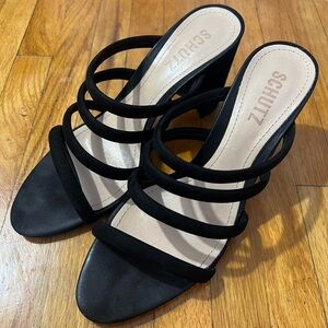 SCHUTZ Black Strappy Block Heels